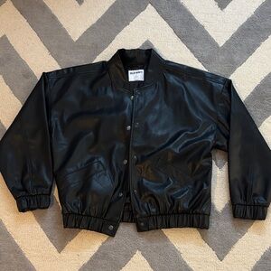 Women’s Old Navy Black Faux Leather Bomber Jacket